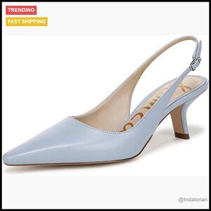 Leather Slingback Pumps with Kitten Heel and Pointed Toe